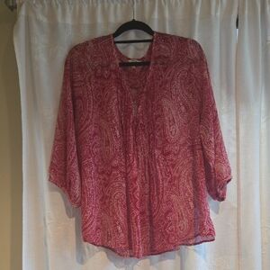 Sonoma Red Paisley Button-Front Blouse